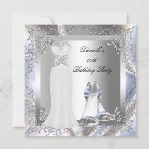 Invitation Robe blanche argentée talon haute chaussures Argen