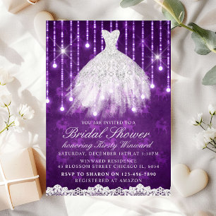 Invitation Robe blanche Violet Fête des mariées glamour