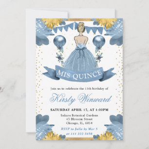 Invitation Robe Bleu Poussiéreux Cheveux Blonds Princesse Qui