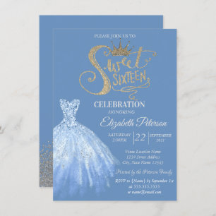 Invitation Robe Bleue Chic, Diamants Doux 16