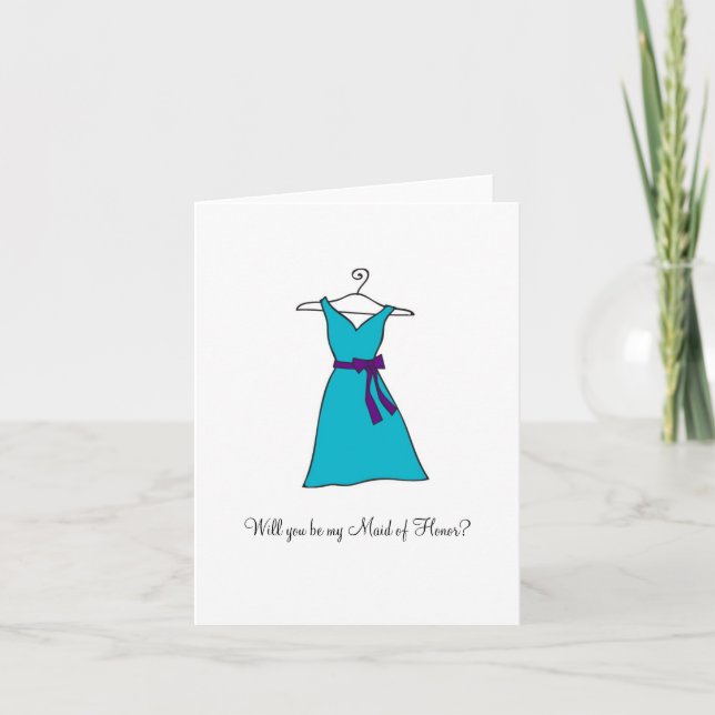 Invitation Robe bleue, tu seras ma femme d'honneur ? (Devant)