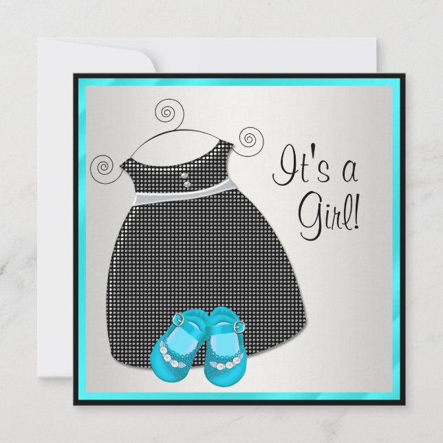 Invitation Robe Bleue turquoise Chaussures Turquoise Bébé Noi (Devant)