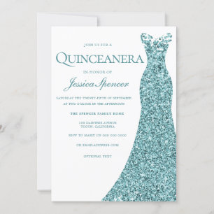 Invitation Robe bleue turquoise Parties scintillant verte Qui