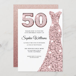 Invitation Robe Blush rose femme 50e anniversaire fête