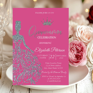 Invitation Robe chic à paillettes argentées pour Quinceanera 