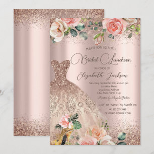 Invitation Robe chic,Confettis,Talon haut,Roses 