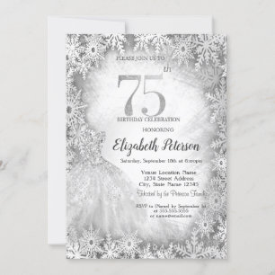Invitation Robe Chic Flocons de Neige 75e Anniversaire