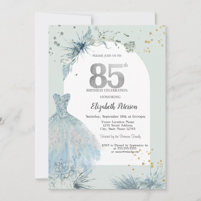 Invitation Robe chic Hiver 85e anniversaire (Devant)