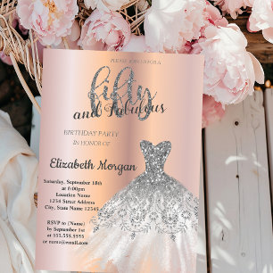 Invitation Robe d'argent, Gold Rose 50e fête d'anniversaire