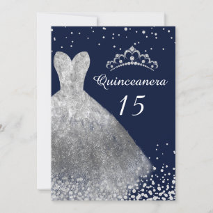 Invitation Robe d'argent Gown Marine Quinceanera Party 15e
