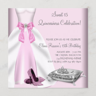 Invitation Robe de bal rose chaussures à talons hauts Quincea