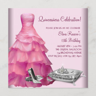 Invitation Robe de bal rose chaussures à talons hauts Quincea