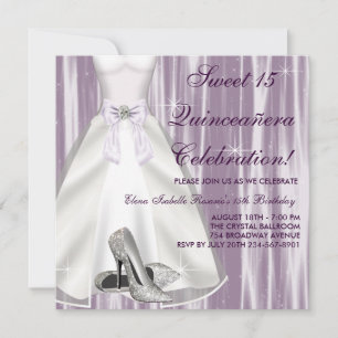 Invitation Robe de bal violette chaussures à talons hauts Qui