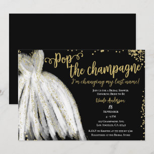 Invitation Robe de champagne et douche de mariée avec paillet