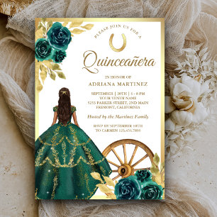 Invitation Robe de charro florale verte émeraude pour Quincea