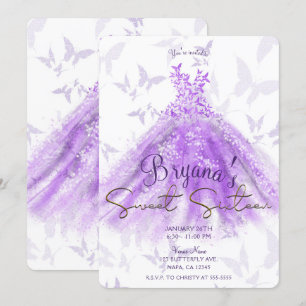 Invitation Robe de danse Papillon d'Or Violet Douze ans Party