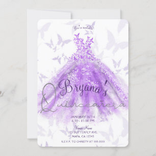 Invitation Robe de danse papillon violet pour Quinceañera arg
