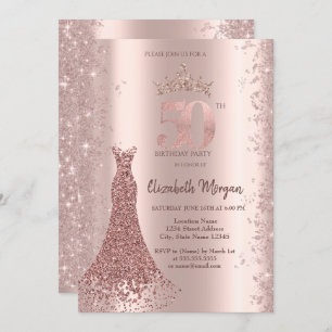 Invitation Robe de diamant Rose or Parties scintillant poussi