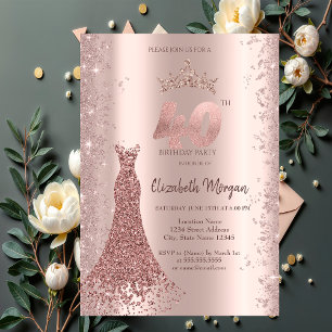 Invitation Robe de diamant Rose or Parties scintillant poussi