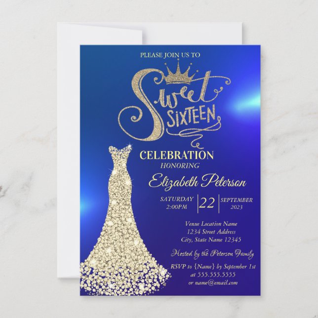 Invitation Robe de Diamants Jaunes, Diamants Doux 16 (Devant)