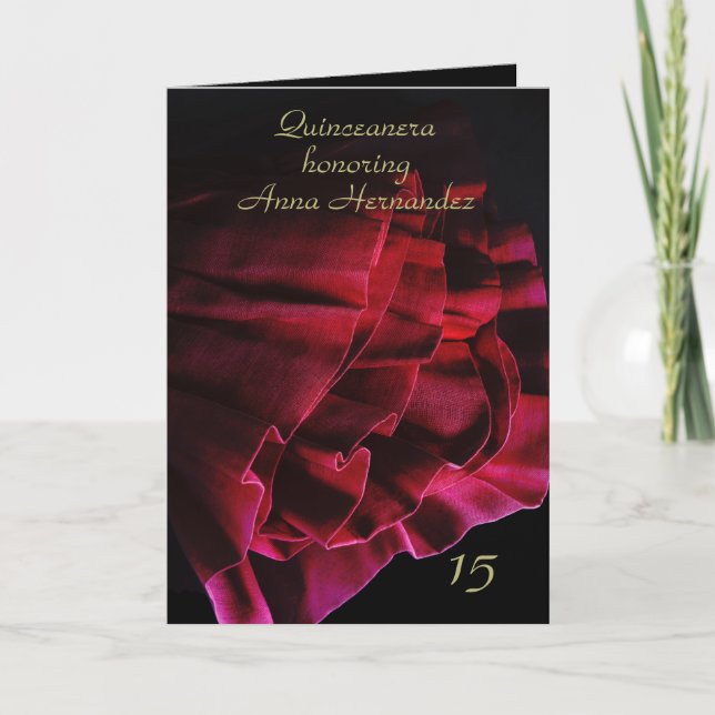 Invitation Robe de fantaisie rouge rose Quinceañera noir (Devant)