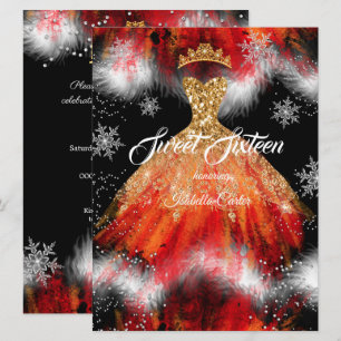Invitation Robe de Feu de Flocon de Neige de Glace Orange Rou