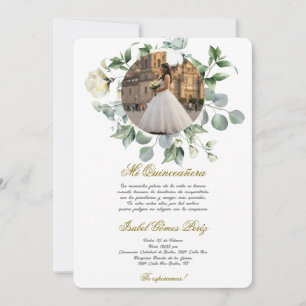 Invitation Robe de fleur blanche Quinceanera avec image