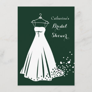 Invitation Robe de mariage, coeurs sur l'invitation vert de