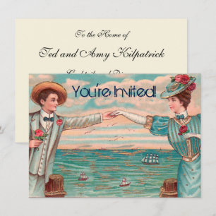 Invitation Robe de mariage d'amour de plage victorienne Coupl