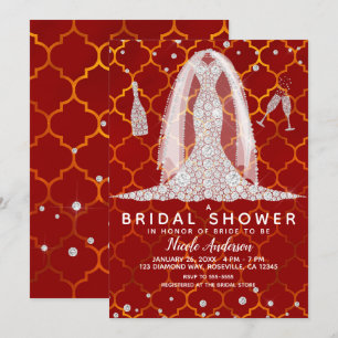 Invitation Robe de mariage diamantée rouge Inde Fête de maria