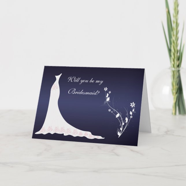 Invitation Robe de mariage, fleurs sur la demoiselle (Devant)