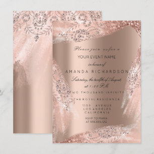Invitation Robe de mariée 16 ans en or rose scintillant