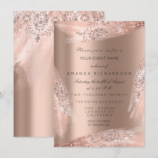 Invitation Robe de mariée 16 ans Or rose Mariage Douce seizie (Devant / Derrière)