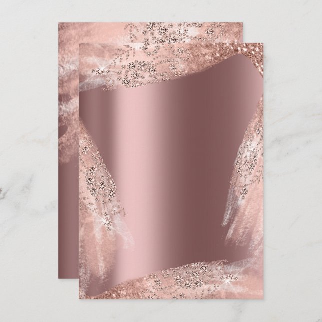 Invitation Robe de mariée 16e douce Rose Diamant Pailletée (Devant / Derrière)