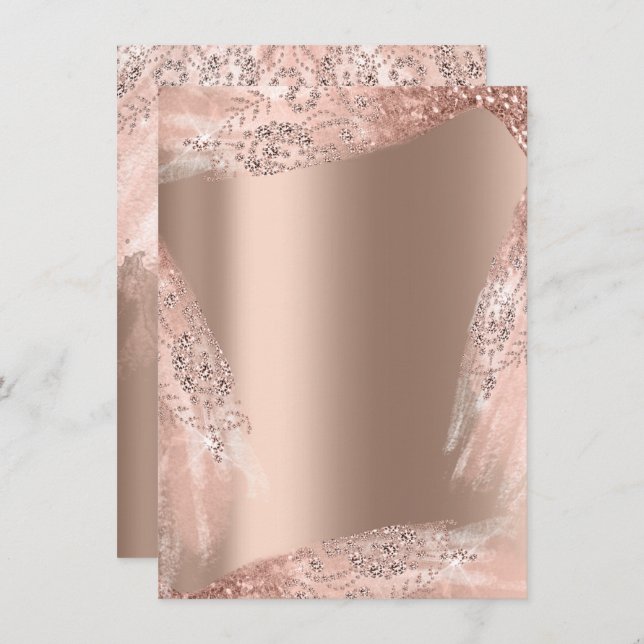 Invitation Robe de mariée 16e douce rose gold pailletée (Devant / Derrière)
