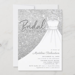 Invitation Robe de mariée argentée pailletée Chic douche de m