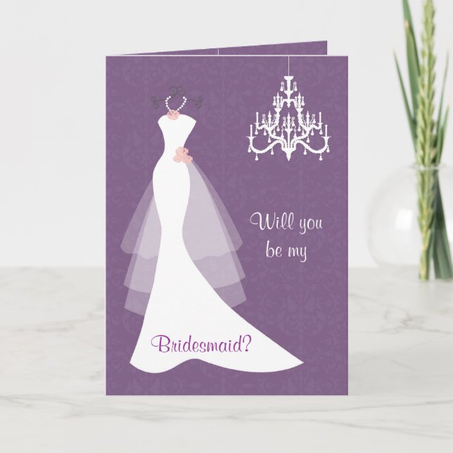 Invitation Robe de mariée blanche lustre sur demoiselle d'hon (Devant)