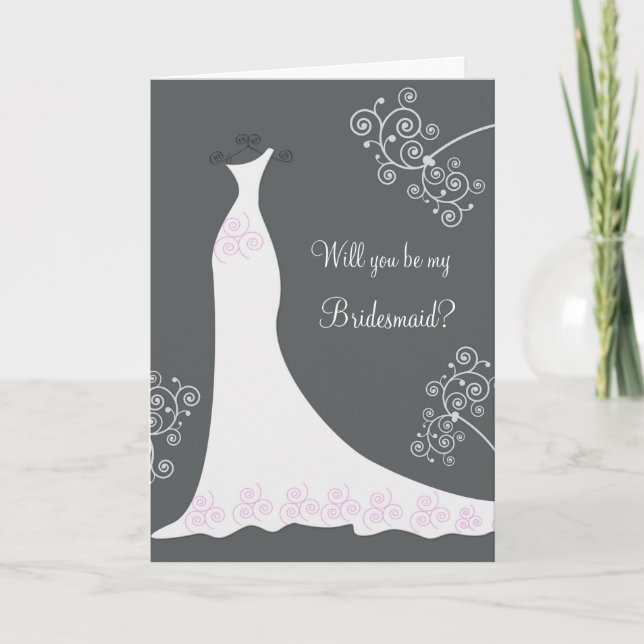 Invitation Robe de mariée blanche sur demande de demoiselle d (Devant)