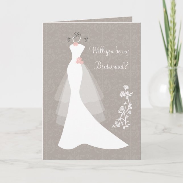 Invitation Robe de mariée blanche sur demande de demoiselle d (Devant)