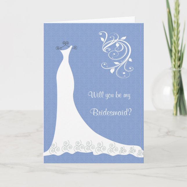 Invitation Robe de mariée blanche, tourbillons sur demoiselle (Devant)
