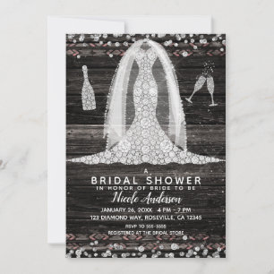 Invitation Robe de Mariée Bohème Diamant Chic pour Enterremen