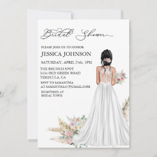 Invitation Robe de mariée chic boho pour la douche nuptiale C
