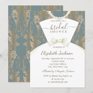 Invitation Robe de mariée chic damassé Shower de mariage