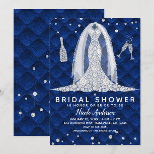 Invitation Robe de mariée diamantée douche de mariage royal b