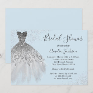 Invitation Robe de Mariée Élégante Bleue pour la Fête de Mari