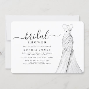 Invitation Robe de mariée élégante moderne pour la douche de 