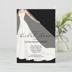 Invitation Robe de mariée élégante sur une douche de mariée n