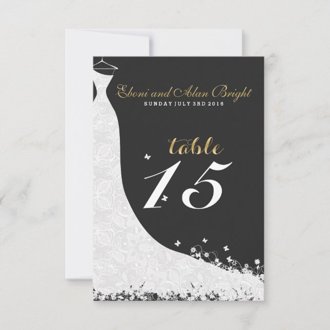 Invitation Robe de mariée en dentelle blanche élégante Table  (Devant)