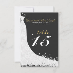Invitation Robe de mariée en dentelle blanche élégante Table 