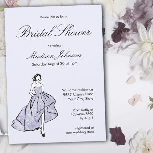 Invitation Robe de mariée lavande douche de bride noire et bl